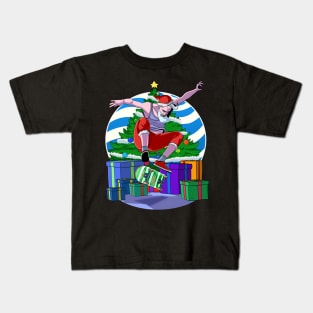 Santa Claus Skater Skateboarding Christmas Gift Kids T-Shirt